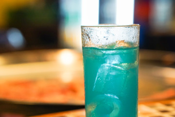 Beautiful retro lighting blue cocktail.