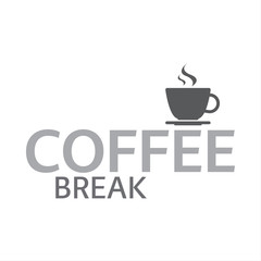 Cup of coffee, coffee break logotype, cup of espresso, vector illustration isolated on white background