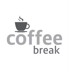 Cup of coffee, coffee break logotype, cup of espresso, vector illustration isolated on white background