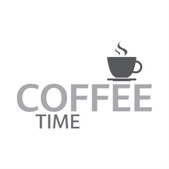 Cup of coffee, coffee time logotype, cup of espresso, vector illustration isolated on white background