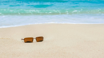Fototapeta na wymiar Sand beach and summer holiday fun background