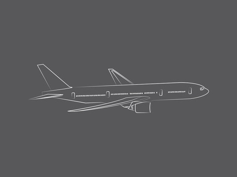 airplane line drawing grey white
