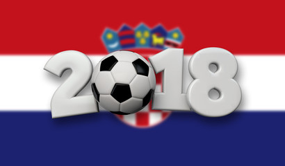 football 2018 concept. White text with soccer ball on a Croatia flag background. 3D Rendering