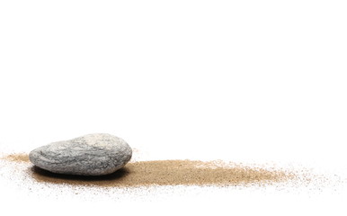 Fototapeta na wymiar Sea stone and pile sand isolated on white background