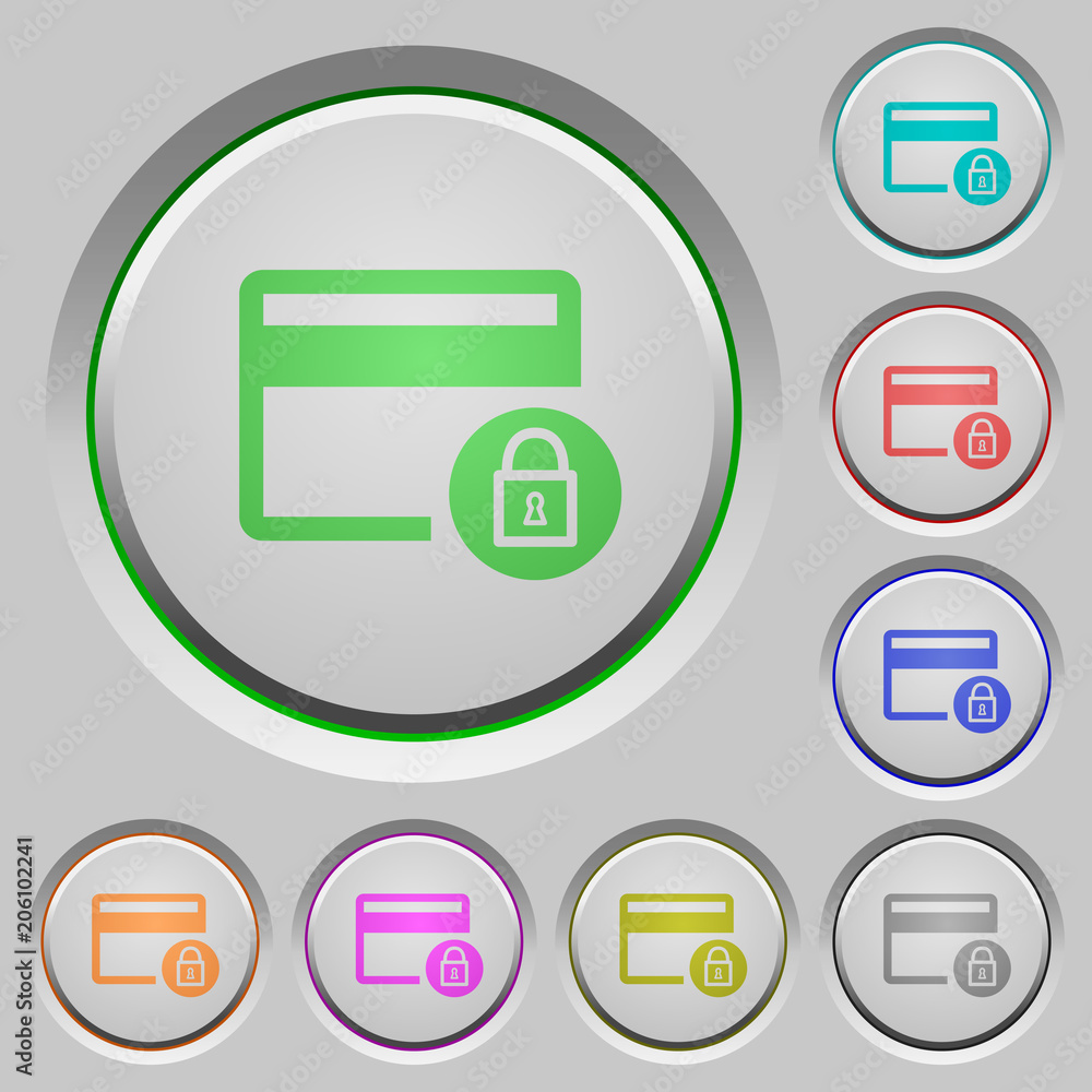 Poster lock credit card transactions push buttons