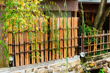 View of the bamboo fence in Kyoto, Japan.