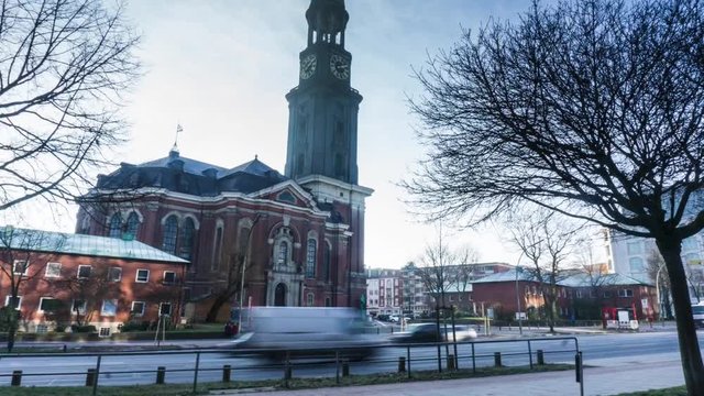 Timelapse of St. Michaelis (Michel) in Hamburg