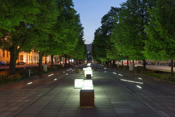 night view of the city center in Szczecin / Poland