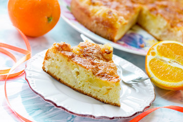Slice of delicious orange pie