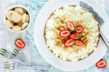 Strawberry whipped cream cake - classic victoria sandwich sponge cake