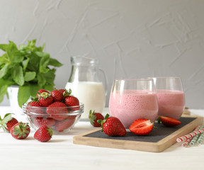 Tasty strawberry milkshake.