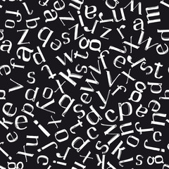 Fototapeta na wymiar Hand drawn letters seamless pattern. Vector illustration. Black and white.