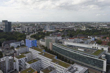 Aerial view of Hamburg city