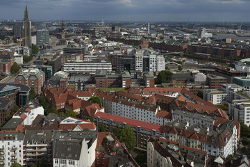 Aerial view of Hamburg city