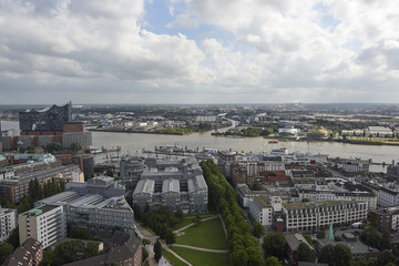Fototapeta na wymiar Aerial view of Hamburg city