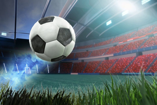3D Illustration of a Soccer ball in arena
