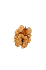 The core of a walnut on a white background. View from above.