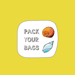 Sticker with shells in hand drawn style.