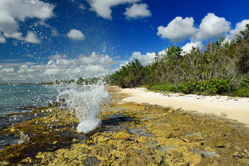 Geysers on the beach on Dominican Republic near Bayahibe