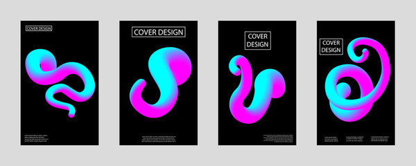 Multi-colored liquid forms for backgrounds. Abstract cover design. Neon posters. Abstract background. Vector illustration.