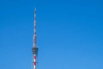 Obraz premium View of television tower over a blue sky