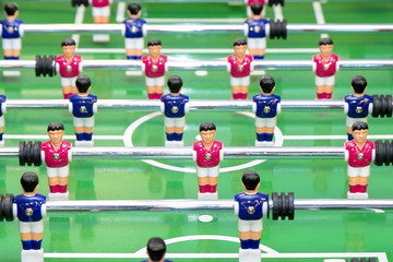table football with blue and red players