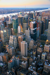 Aerial view over Times Square