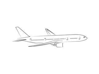 Commercial Jet airplane line drawing vector