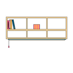 Bookshelf icon in flat style
