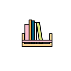 Bookshelf icon in flat style