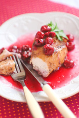 Chicken fillet with cherry sauce