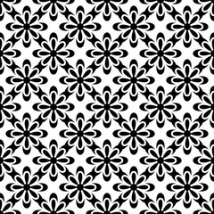 Vector. Abstract black and white flowers on a white background. Seamless pattern vector illustration.