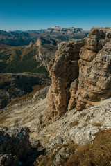 Fototapeta premium beautiful landscape scenery of italien dolomites, rifugio lagazuoi, cortina d´ampezzo, passo falzarego