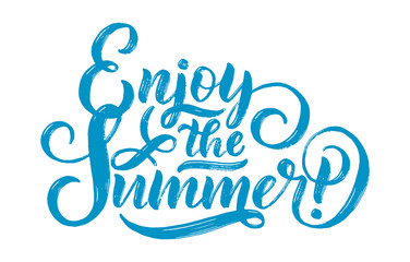 Vector hand drawn lettering about Summer. Isolated calligraphy for travel agency, beach party. Great design for postcard, print or poster.