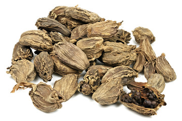black cardamom isolated on white background