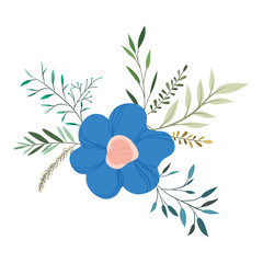 flower and leafs decorative icon vector illustration design