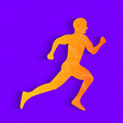 Creative vector illustration of running man silhouette logo. Art design icon pictogram. Abstract concept graphic element. Motion dynamic lines logotype
