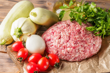 Mixe of ground meat minced beef and pork - 206118449