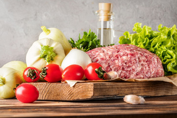 Mixe of ground meat minced beef and pork