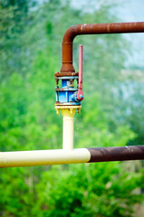 Pipeline with joint on the street.