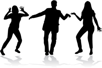 Dancing people silhouettes. Vector work.