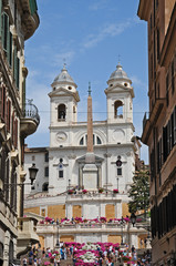 Fototapeta na wymiar Roma, la chiesa di Trinità dei Monti