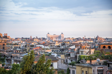 Fototapeta na wymiar Rome at sunset seen from the hill