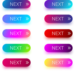 Colorful next icons with arrow isolated on white.