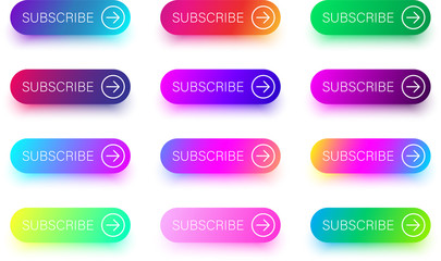Colorful subscribe icons with arrow isolated on white.