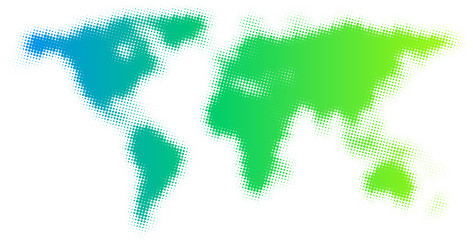 Fototapeta premium Dotted green abstract world map.