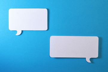 couple of rectangle text bubble on blue background - 206124276