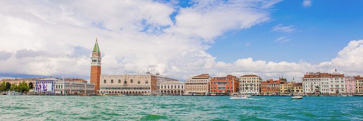 Sequance of colorful Venice buildings