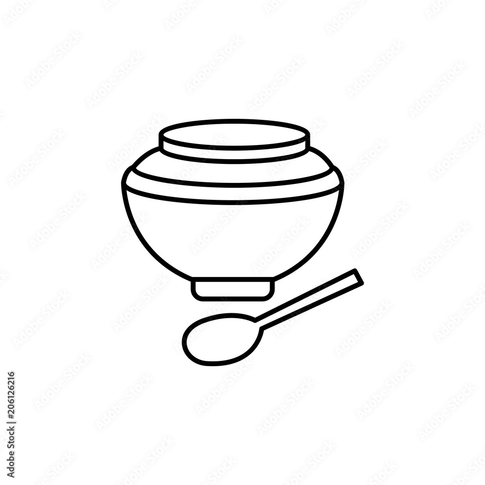 Poster soup with a spoon icon. element of food icon for mobile concept and web apps. thin line soup with a 