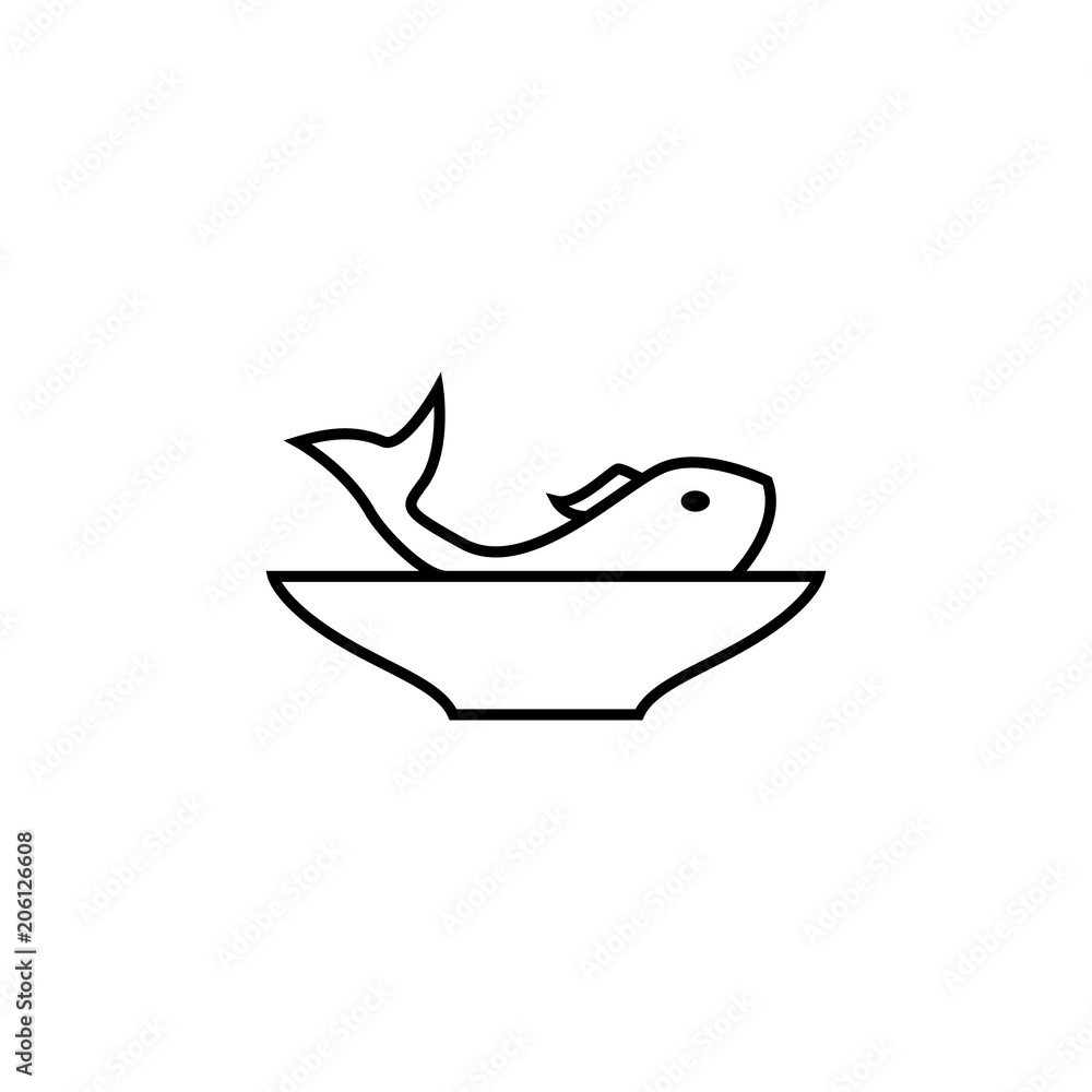 Poster fish in a plate icon. element of food icon for mobile concept and web apps. thin line fish in a plat